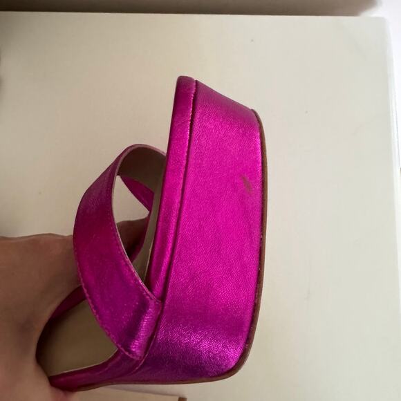 Karen Millen Fuchsia Open Toe Pink Rhinestone Buckle High Heels Sandal 40 / 9 - Picture 8 of 9